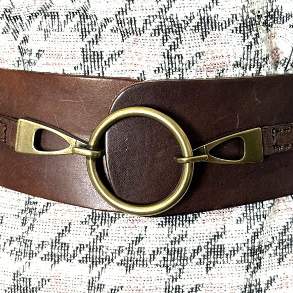 Tommy Bahamas Belt Women's Brown Fashion Dress Leather Elastic Metal Buckle Size - Picture 3 of 11